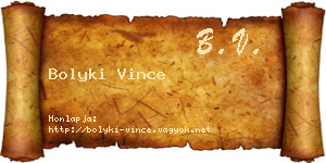 Bolyki Vince névjegykártya